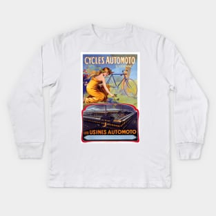 Vintage Travel Poster France Cycles Automoto St. Etienne Kids Long Sleeve T-Shirt